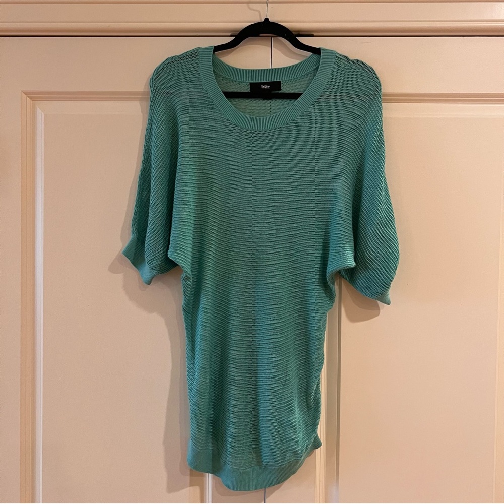 MOSSIMO - OPEN KNIT DROP SHOULDER TEAL TUNIC SWEATER